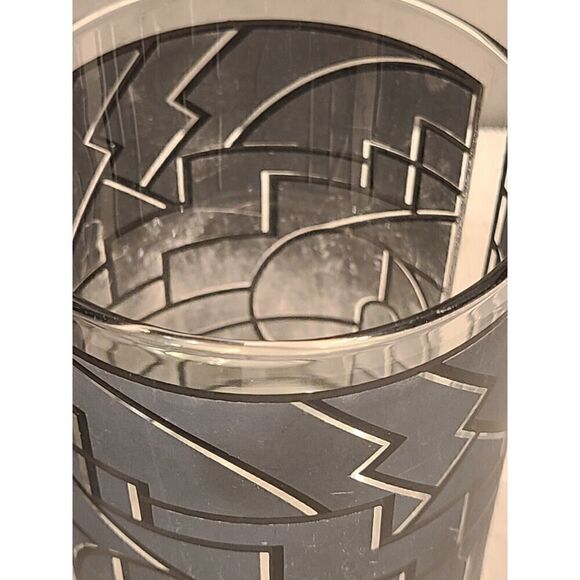 Georges Briard Double Old Fashion Glasses Art Deco Gray Geometric Design MCM (5) - Picture 6 of 16